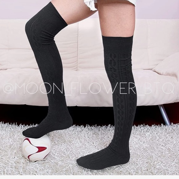 Black Over the Knee Thigh High Socks - Picture 2 of 8